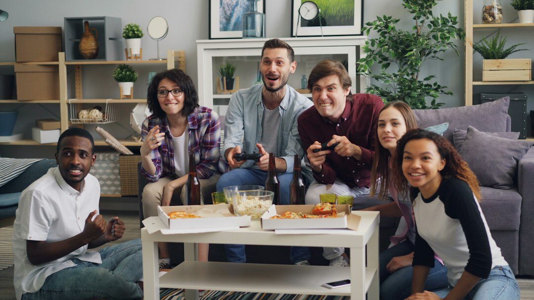 group of people watching tv